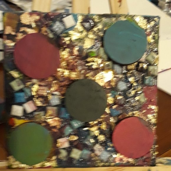 Unique mosaic dice wall art. "Dice" Made of Wood and vintage glass. Brand new. - Picture 1 of 12